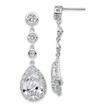 Cheryl M Sterling Silver CZ Pear Blue Opal Halo Post Earrings Cheryl M Sterling Silver CZ Pear Blue Opal Halo Post Earrings