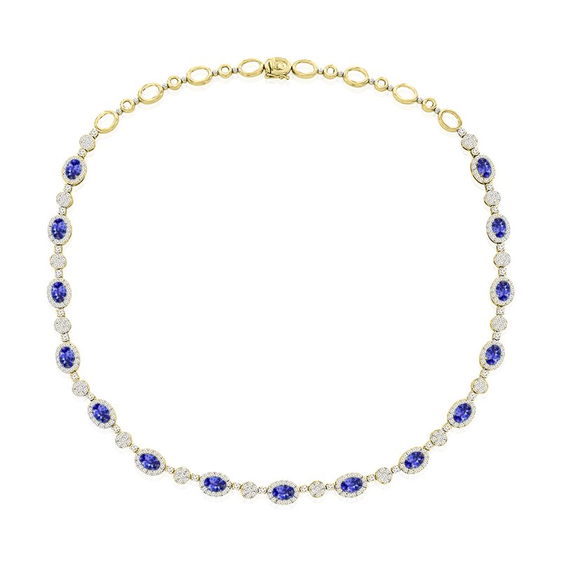 ネックレス TANZANITE CROSSING STAR NECKLACE Blue Tanzanite Rhodium Over Sterling Silver Moon & Star