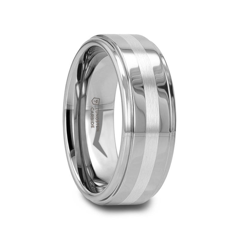 Thorsten LYSANDRA Black Diamond Brushed Tungsten Wedding Band with Polished Beveled Edges - 6mm & 8mm Thorsten LYSANDRA Black Diamond Brushed Tungsten Wedding Band with Polished Beveled Edges - 6mm & 8mm