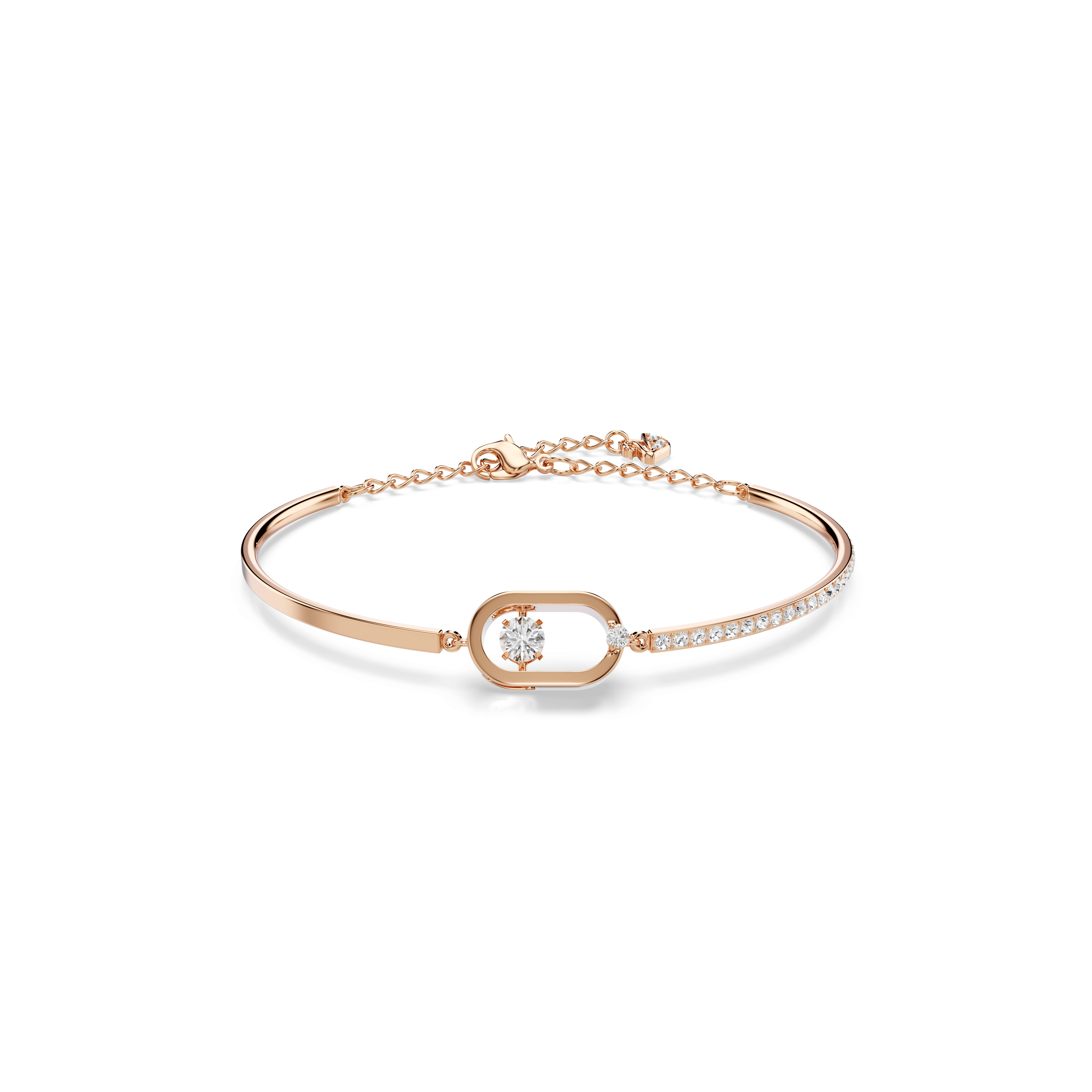 Una bracelet, Round cut, Oval shape, White, 18K rose gold finish