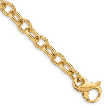 Quality Gold 14K 7.5 inch 6.5mm Hand Polished Fancy Rope