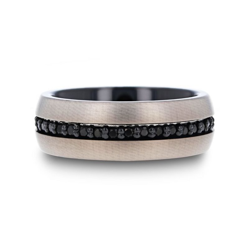 Thorsten PILOT Gunmetal Tungsten Ring with Black Sapphires - 8mm Thorsten PILOT Gunmetal Tungsten Ring with Black Sapphires - 8mm
