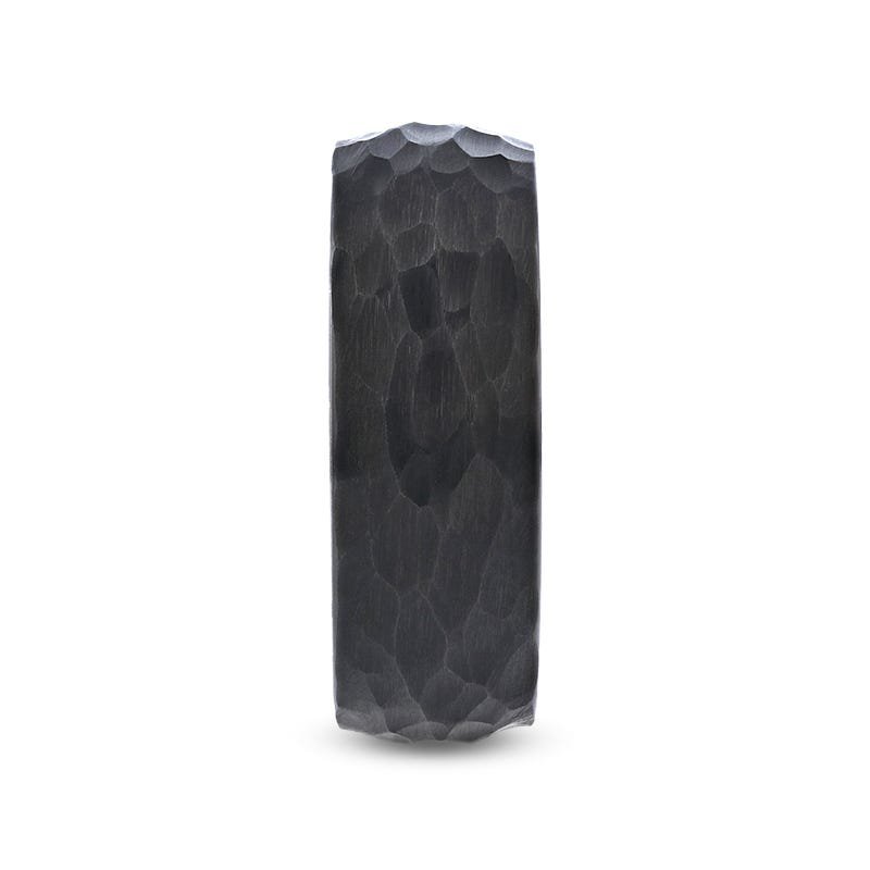 Thorsten RENEGADE Domed Hammer Finish Black Tungsten Carbide Wedding Band with Brushed Finish - 6mm or 8mm Thorsten RENEGADE Domed Hammer Finish Black Tungsten Carbide Wedding Band with Brushed Finish - 6mm or 8mm