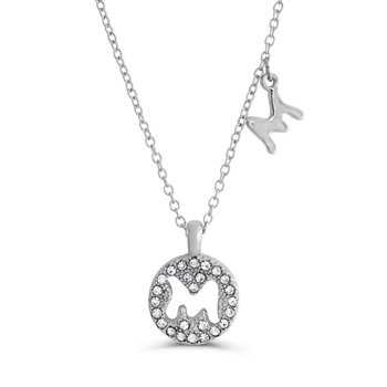 Silvertone Sparkly Hollow M Pendant Z124-LN5496M