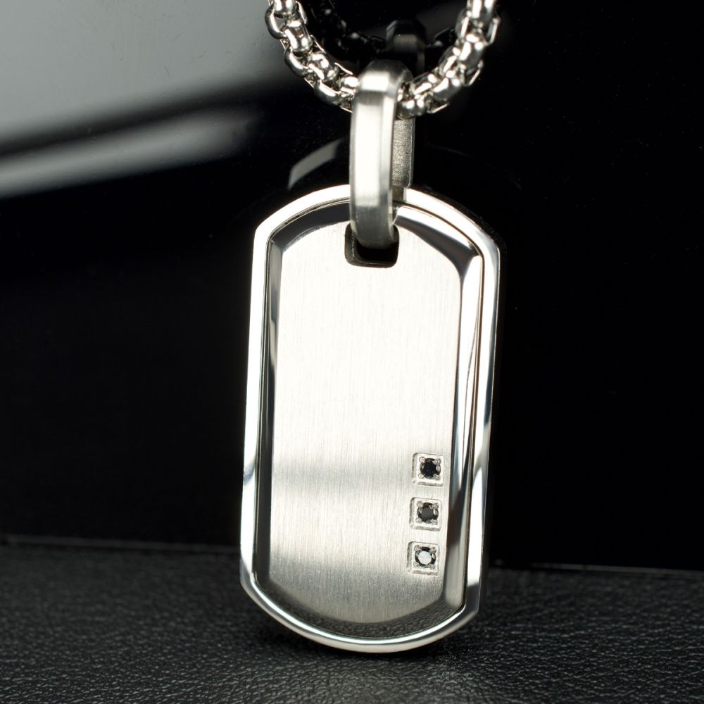 INOX Jewelry Satin Finish Frame Inlay Stainless Steel Identity Tag