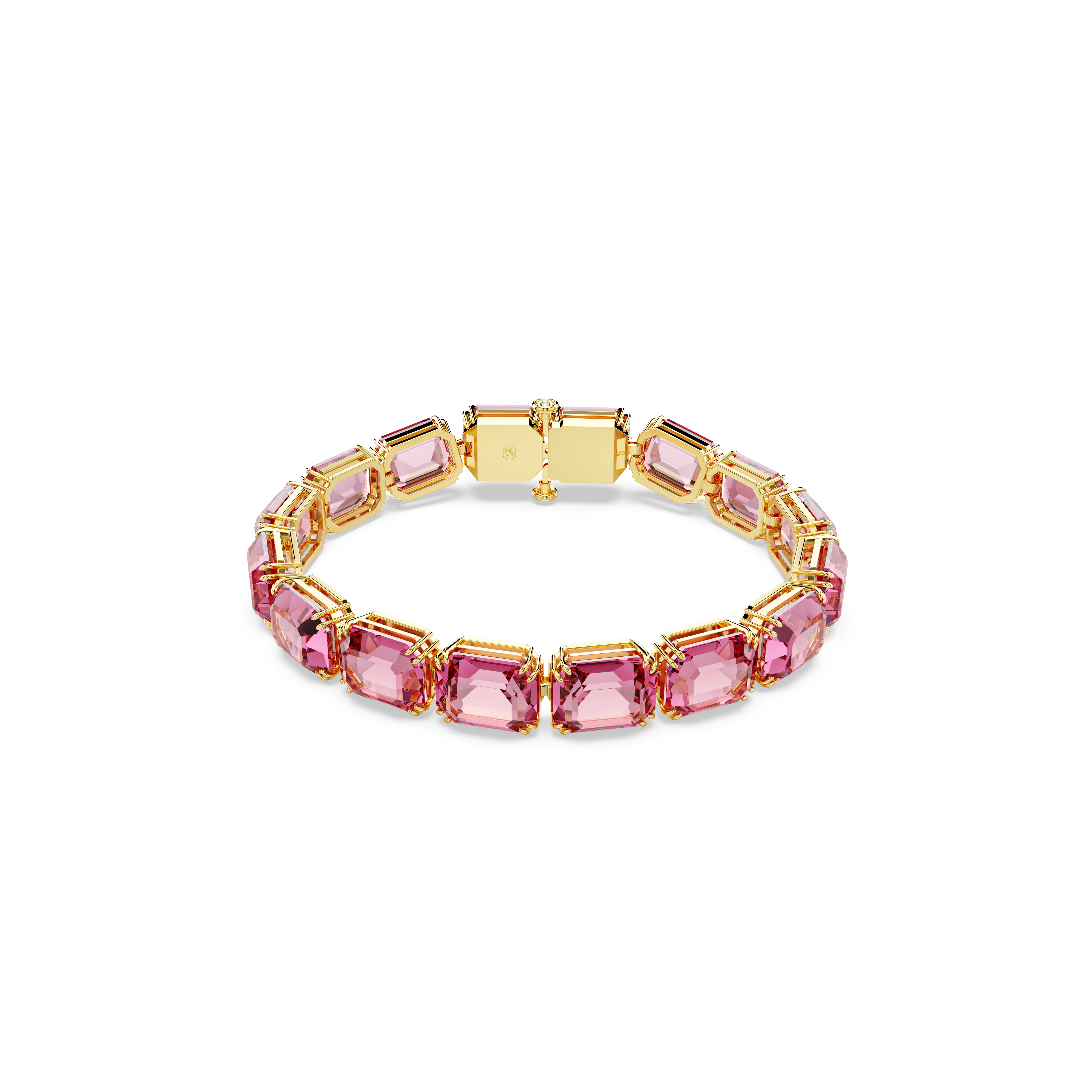 Swarovski Millenia Tennis bracelet, Octagon cut, Pink, Gold-tone
