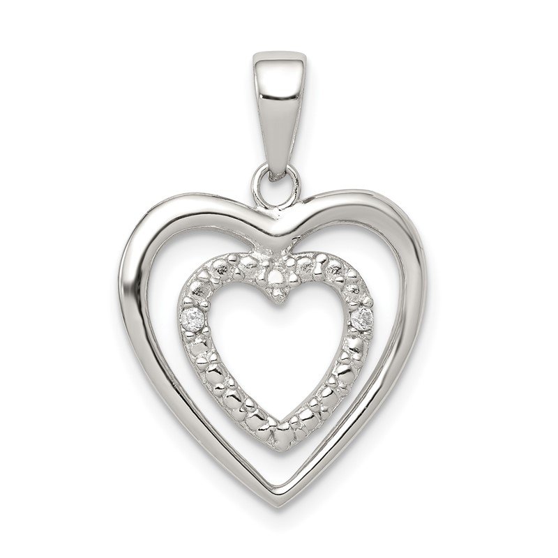 AQF Sterling Silver shops & Cz Heart Necklace