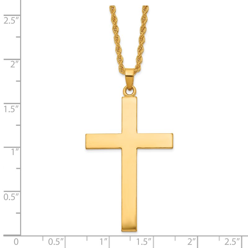 Italian Collection 24K Polished Solid Latin Cross 22 Inch Necklace