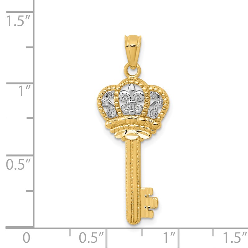Orefice 「ティナ」ハート　チャーム K18YGゴールド×ダイ0.09ct Quality Gold 14K and White Rhodium Polished Fleur De Lis Crown Key