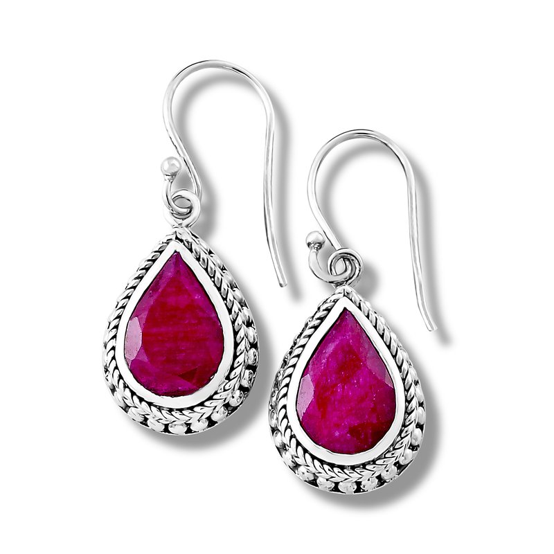 Dyed Red Corundum Earrings on Sterling Silver Dyed Red Corundum Earrings on Sterling Silver
