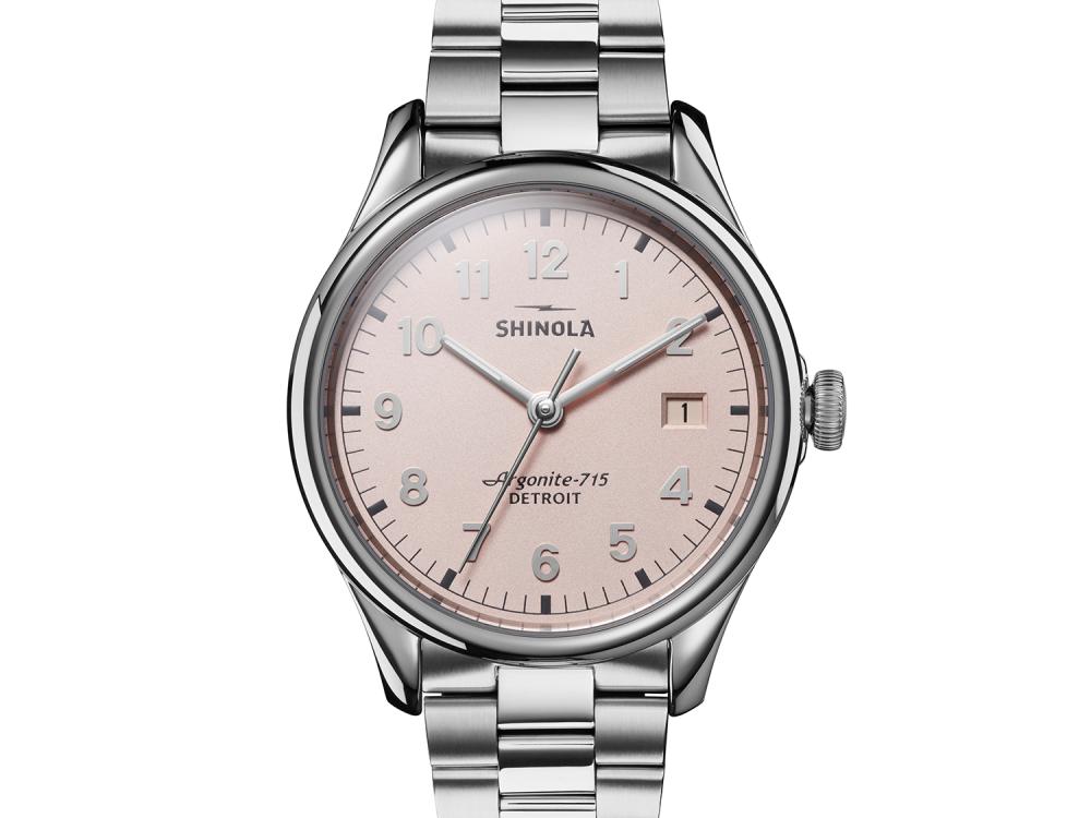 Shinola The Vinton 38mm Stainless Pink Dial Bracelet Watch