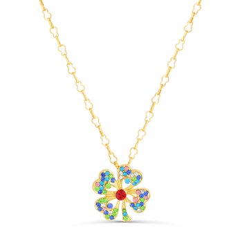 Goldtone 4-Leaf Multicolor Clover Brooch and Pendant Z124-LN4297