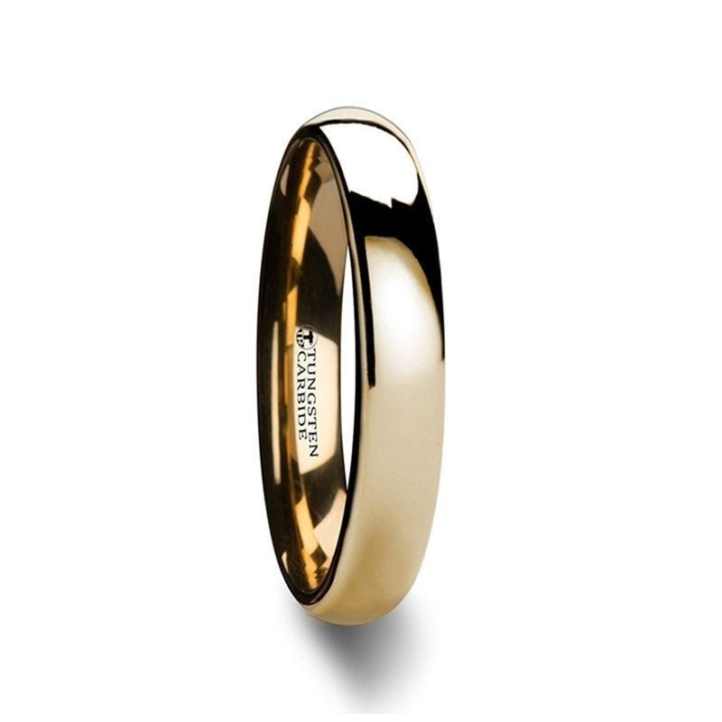 Thorsten ORO Traditional Domed Gold-Plated Tungsten Carbide Wedding Ring - 4mm - 10mm Thorsten ORO Traditional Domed Gold-Plated Tungsten Carbide Wedding Ring - 4mm - 10mm