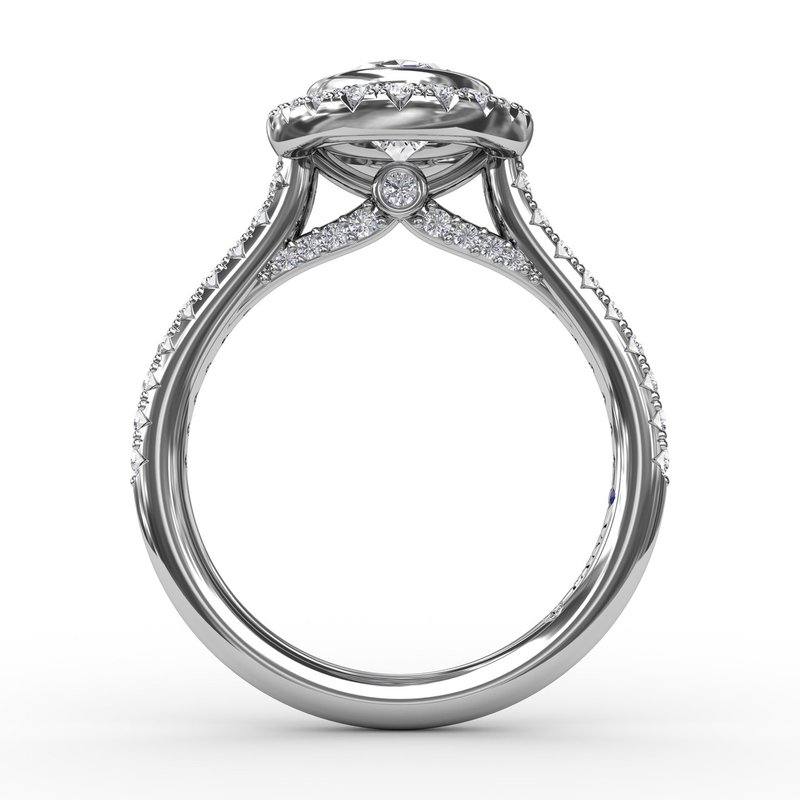 Fana Classic Oval Diamond Halo Engagement Ring With Diamond