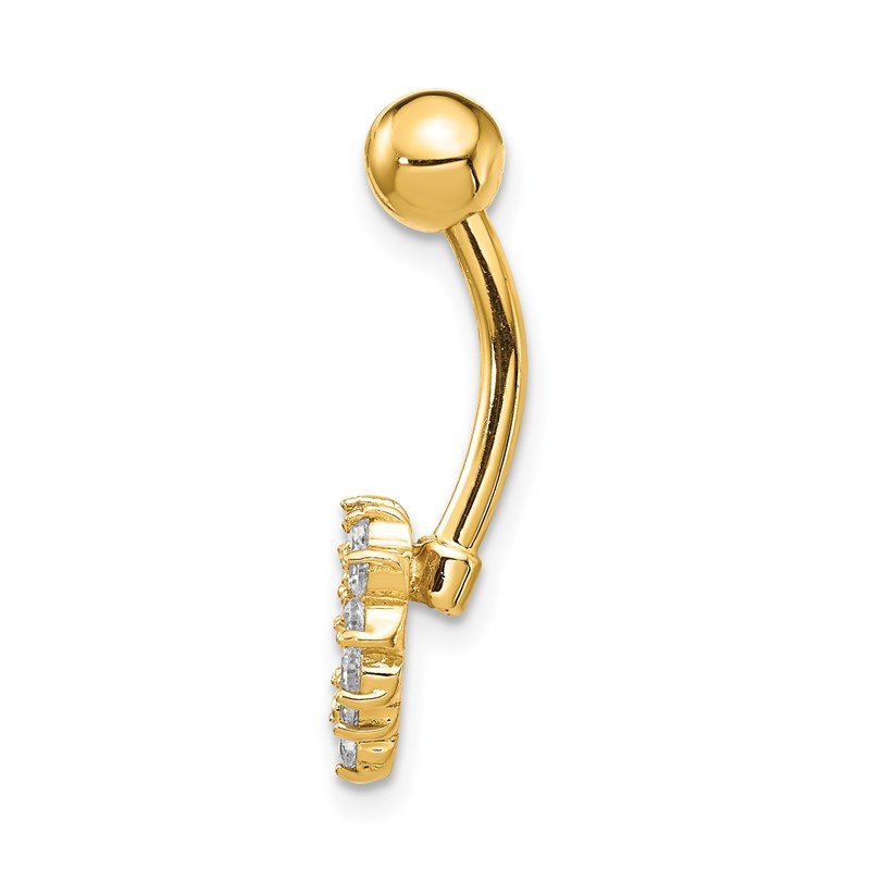 14k Gold 14 Gauge CZ Heart Belly Ring 14k Gold 14 Gauge CZ Heart Belly Ring