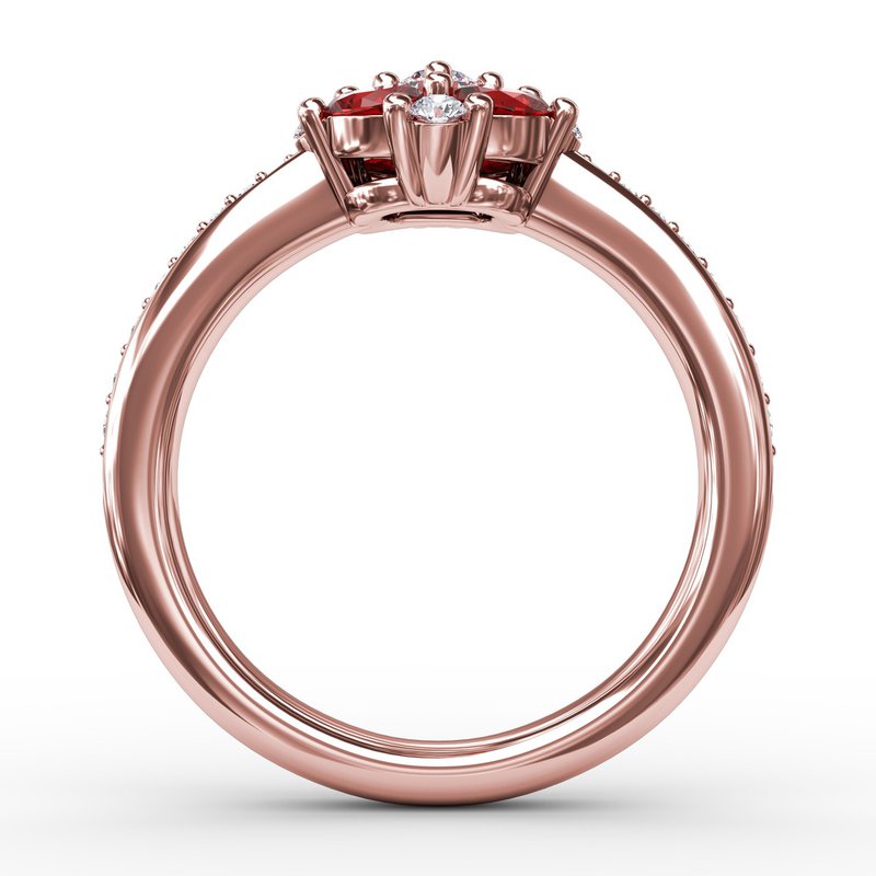 Fana Floral Ruby and Diamond Ring R1536R - Diamond District