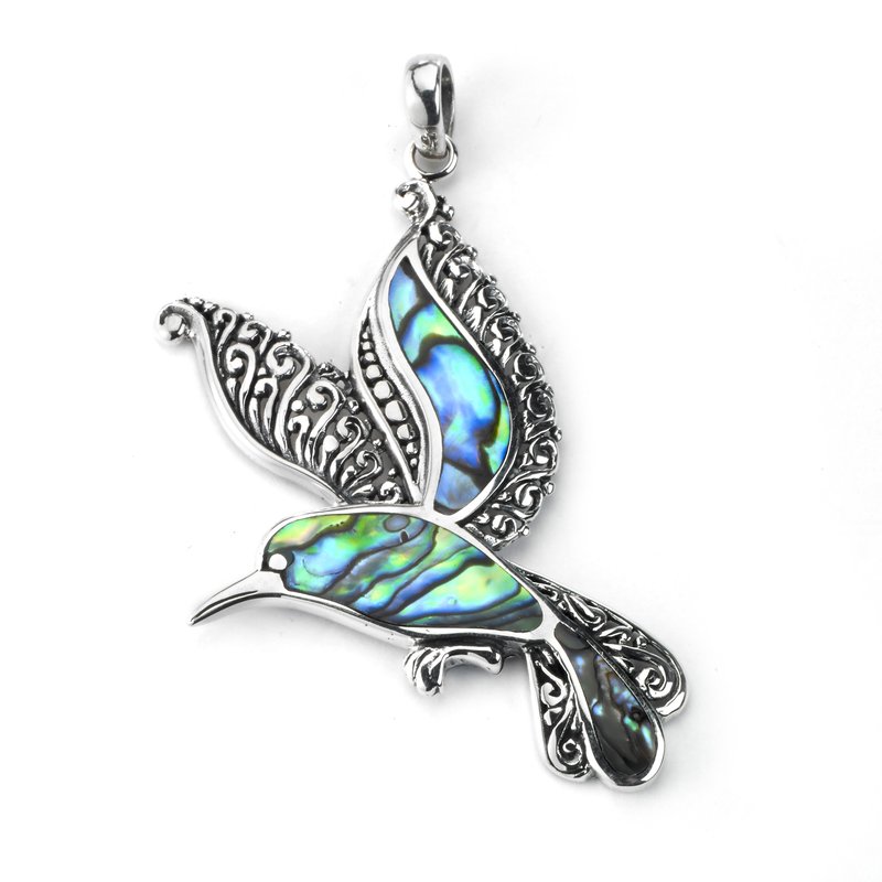 Sterling Silver Diamond Abalone Pendants
