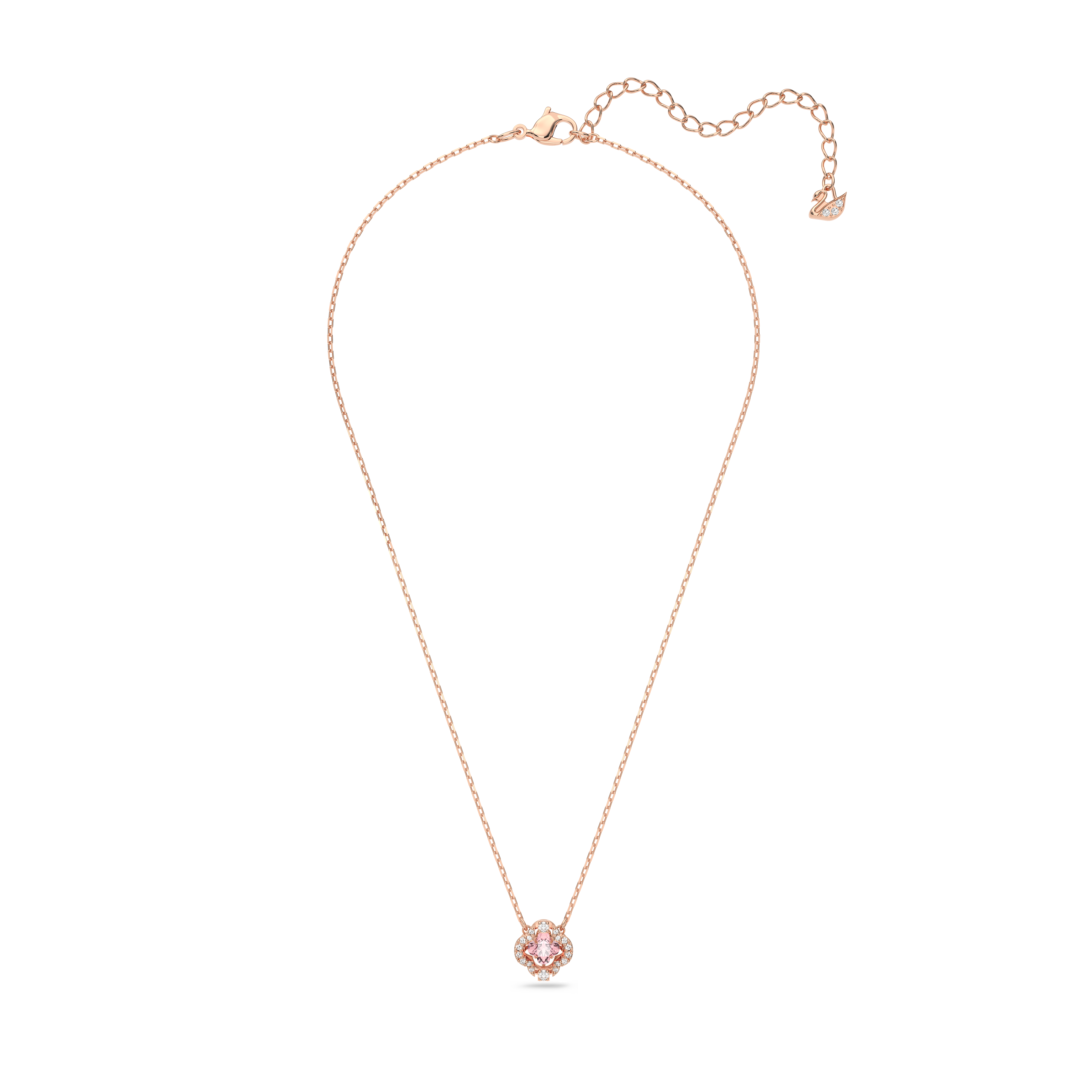 Swarovski Una necklace, Clover, Pink, Rose gold-tone plated