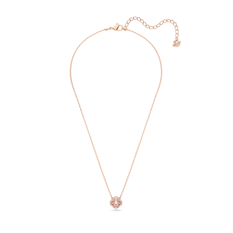 Swarovski Una necklace, Clover, Pink, Rose gold-tone plated