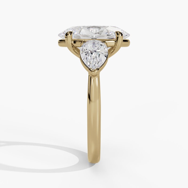 Lab Center in 3 Stone Pear Accent Diamonds Engagement Ring L15726