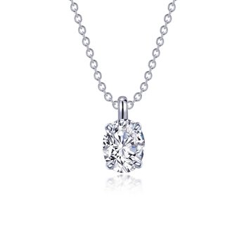 ASHI Oval Shape Bezel Set Paperclip Diamond Fashion Pendant
