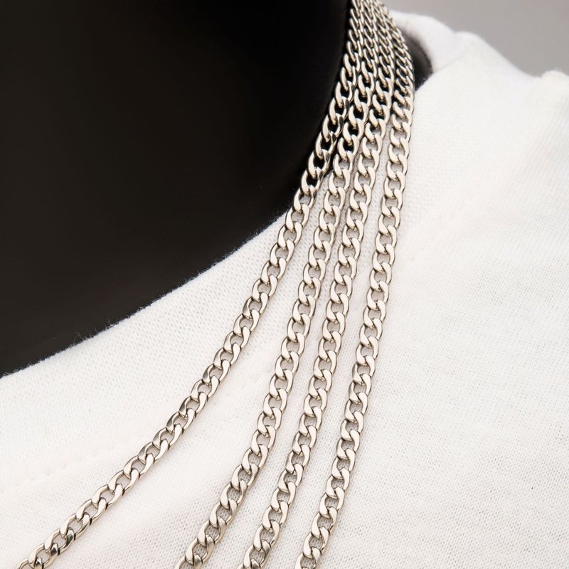 INOX Jewelry 4mm Steel Classic Curb Chain Necklace NSTC1604