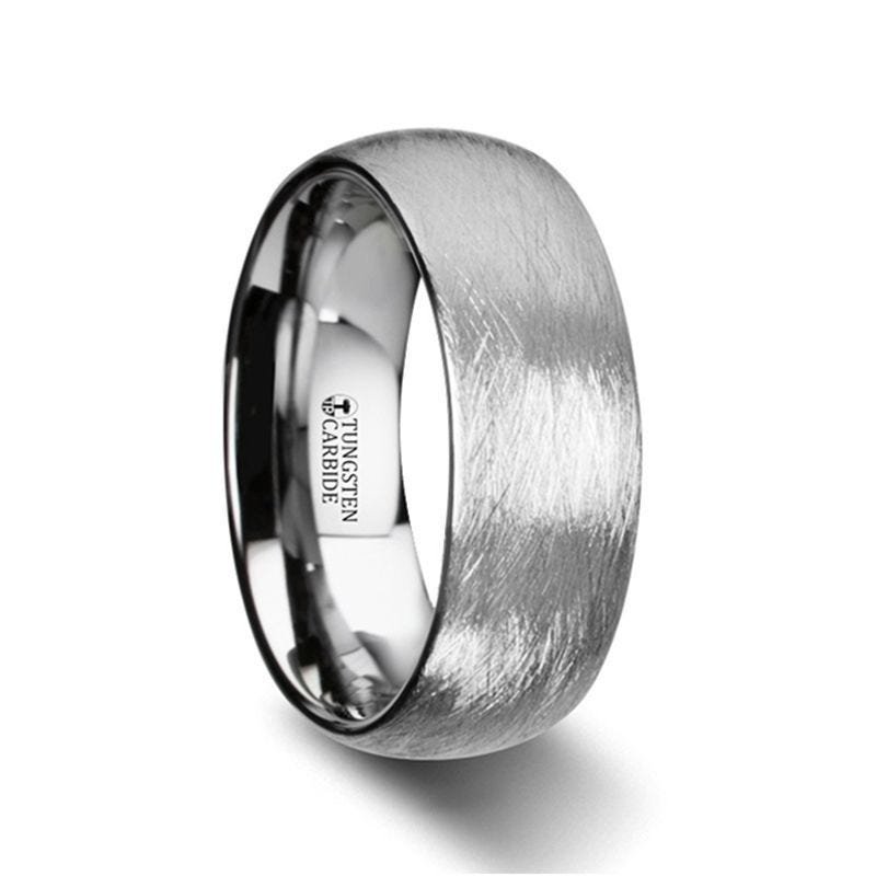 Thorsten BLACKWALD Domed Tungsten Carbide Ring with Wire Brushed Finish Design - 6mm & 8mm Thorsten BLACKWALD Domed Tungsten Carbide Ring with Wire Brushed Finish Design - 6mm & 8mm