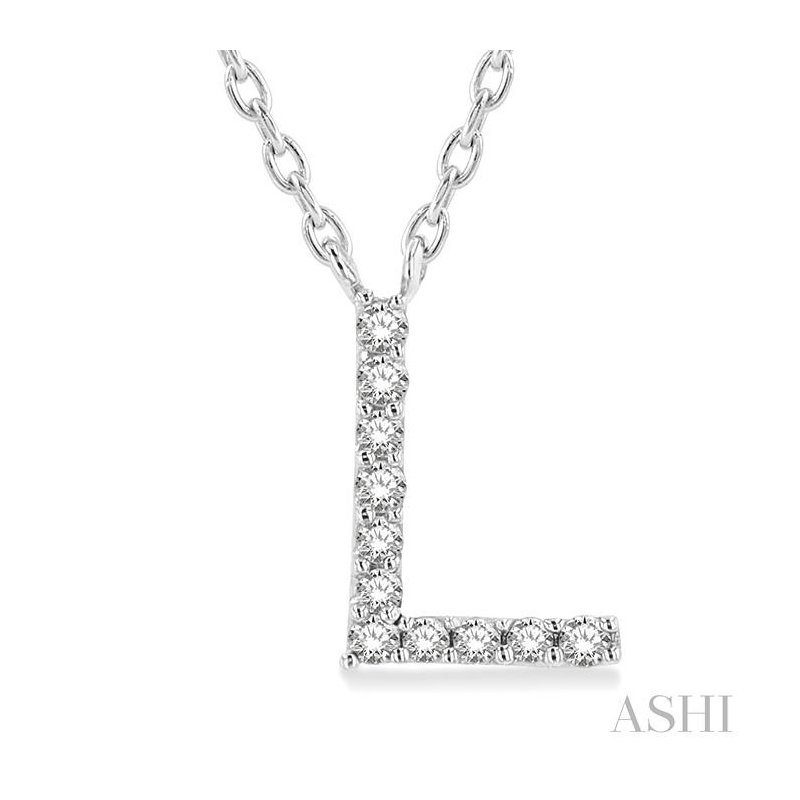 ASHI Block 'L' Initial Diamond Pendant 912F9SWTSPDWG-L