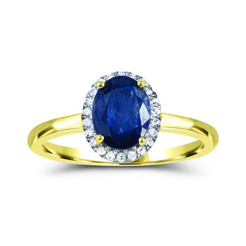 10K Yellow Gold Blue Sapphire and Diamond 0.110cts Ring R12900SB6Y0