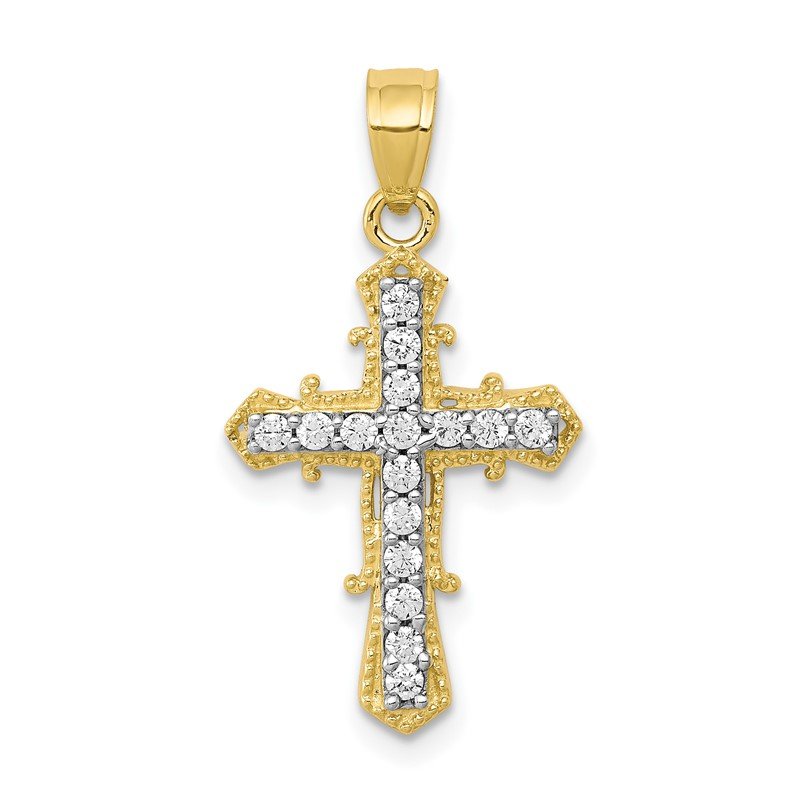 Quality Gold 10k CZ Cross Pendant 10C1137 - Hoff Jewelers