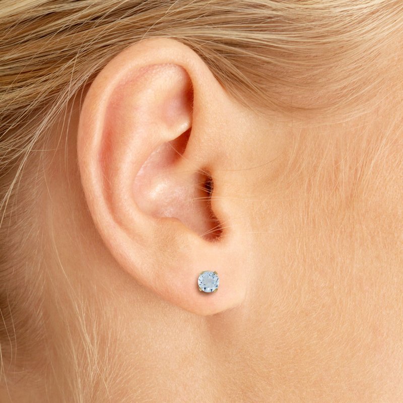 Aquamarine Stud Earrings in offers 14kt Yellow Gold