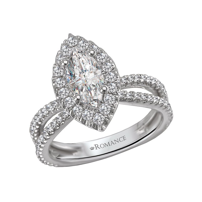 2025年 お歳暮・冬ギフト特集 Romance Halo Semi-Mount Diamond Ring 119154-MQ100K ジャケット・アウター