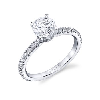 Round Cut Classic Hidden Halo Collar Engagement Ring - Nova S1992-051A4W15R