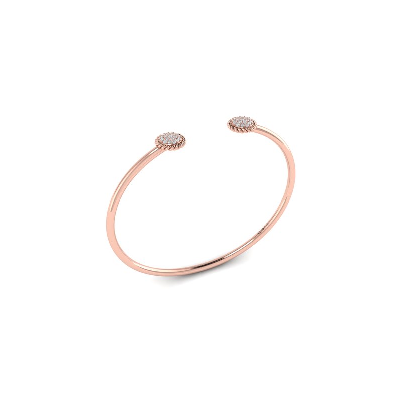 Vlora Double Round Shaped Diamond Pavé Open Bangle VBB61276