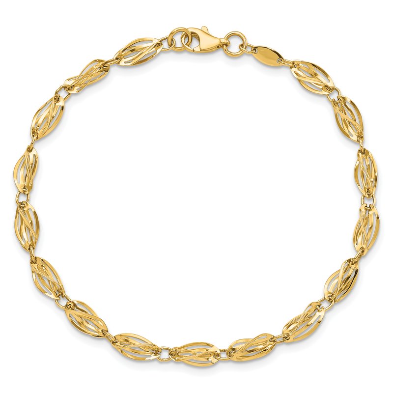 Quality Gold 14K Polished Fancy Twisted Oval Link 7.75 inch