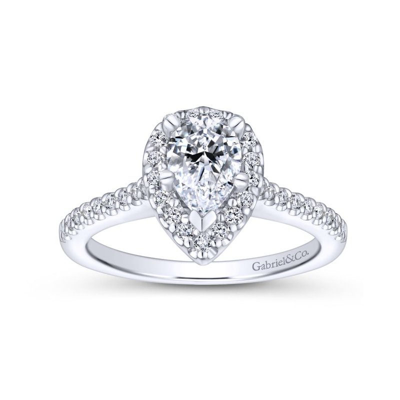 Gabriel Bridal 14K White Gold Pear Shape Halo Diamond