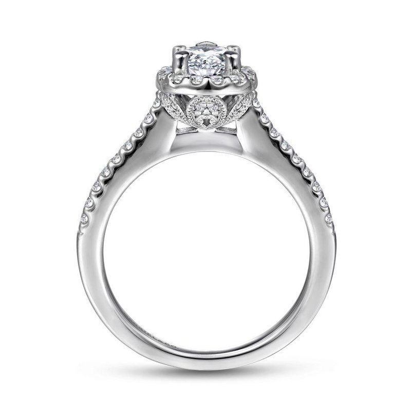 Gabriel Bridal 14K White Gold Pear Shape Halo Diamond