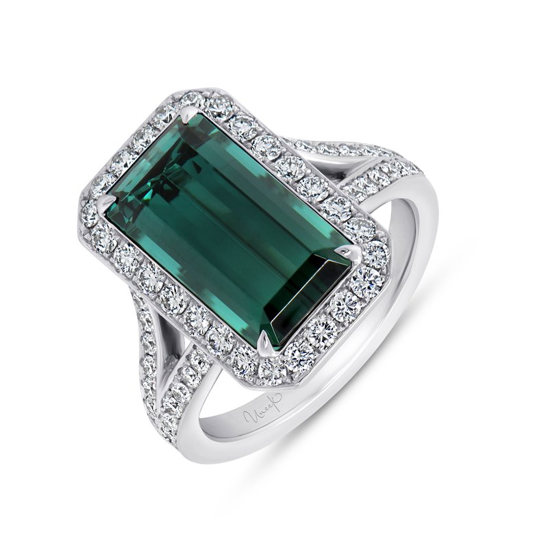 Uneek Precious Collection Split-Shank Emerald Cut Green Uneek Precious Collection Split-Shank Emerald Cut Green