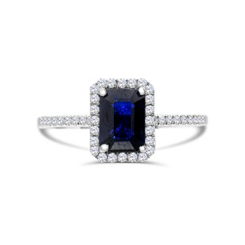 14K White Gold Blue Sapphire and Diamond 0.210cts Ring R12730SB6W4