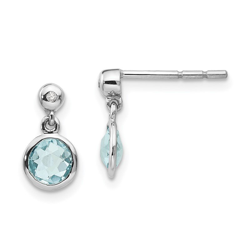 Sterling Silver White Ice Diamond and Blue Topaz Teardrop Necklace Sterling Silver White Ice Diamond and Blue Topaz Teardrop Necklace