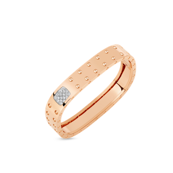 Roberto Coin 18K Gold Square Bangle With Diamonds - 18K Rose