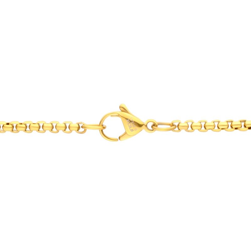 INOX Jewelry 18Kt Gold IP Matte Finish Steel Black Onyx Stone