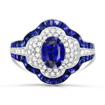 14K Blue Sapphire & Diamond Ring R11144SB6W4
