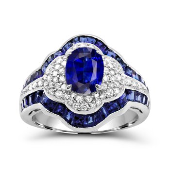 14K Blue Sapphire & Diamond Ring R11144SB6W4