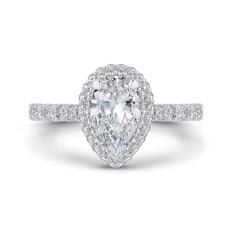 14k White Gold Pear Halo Semi-Mount Engagement Ring 14k White Gold Pear Halo Semi-Mount Engagement Ring