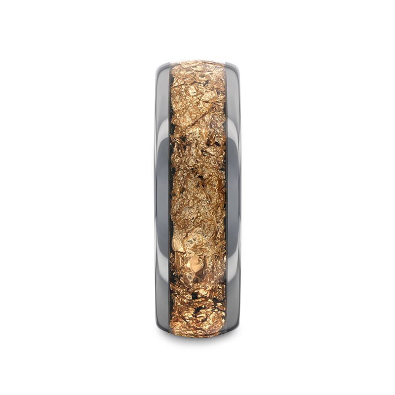 Thorsten LUXE Tungsten Ring and Decorative Gold Flakes Inlay - 8mm Thorsten LUXE Tungsten Ring and Decorative Gold Flakes Inlay - 8mm