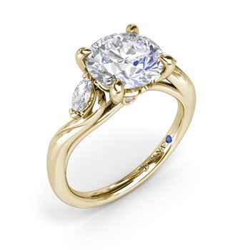 Three-Stone Curved Round Diamond Engagement Ring S4415