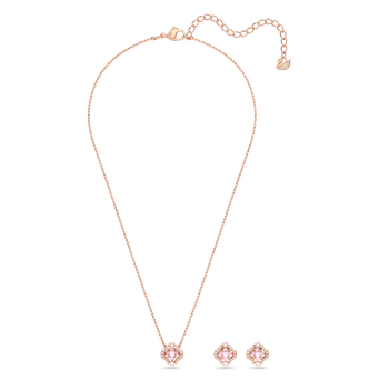 Una set, Mixed cuts, Clover, Pink, Rose gold-tone plated 5516488