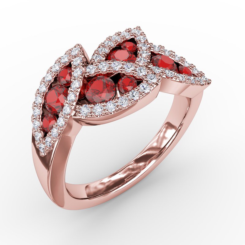Fana Glam Galore Ruby and Diamond Leaf Ring R1597R - Diamond