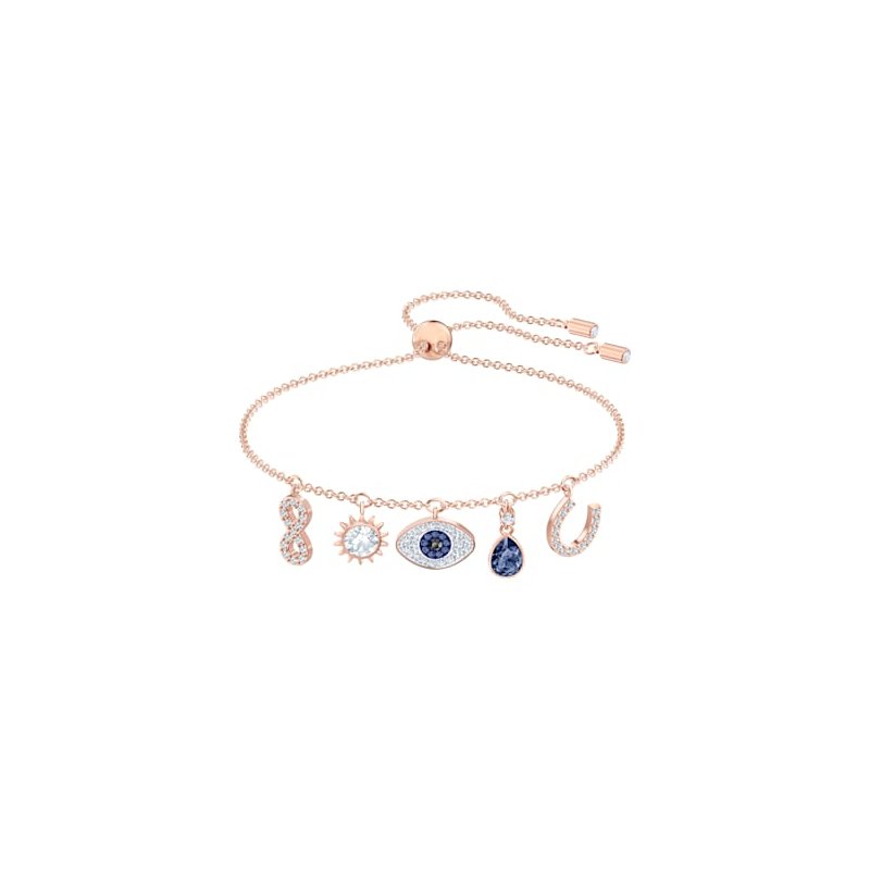 Swarovski Symbolic bracelet, Infinity, evil eye and horseshoe, Blue, Rose  gold-tone plated 5497668 - Jeffrey Jewelry